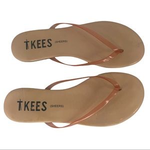 TKEES Sheers Tan & Clear Orange Flip Flop Sandals Women's Size 7